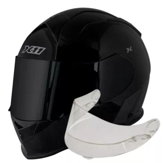 Imagem de Capacete X11 Revo Pro All Black Preto Fosco + Viseira Fumê