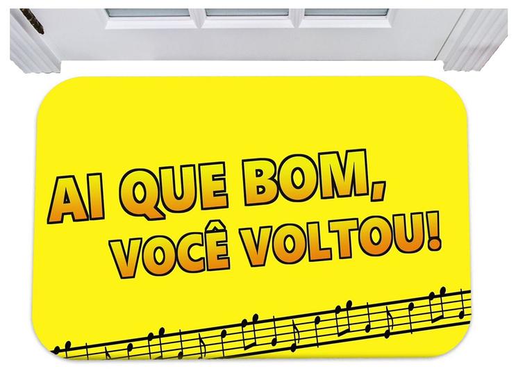 Imagem de Capacho ai que bom você voltou notas musicais tapete 40x60