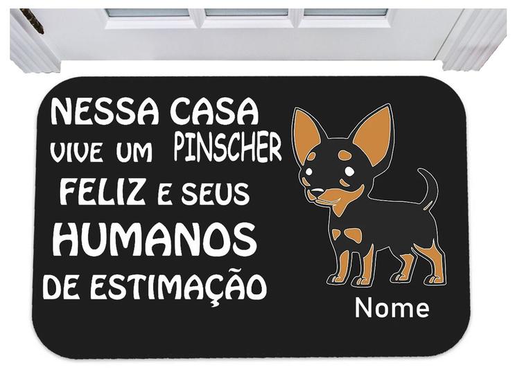 Imagem de Capacho aqui vive um pinscher feliz com nome personalizado