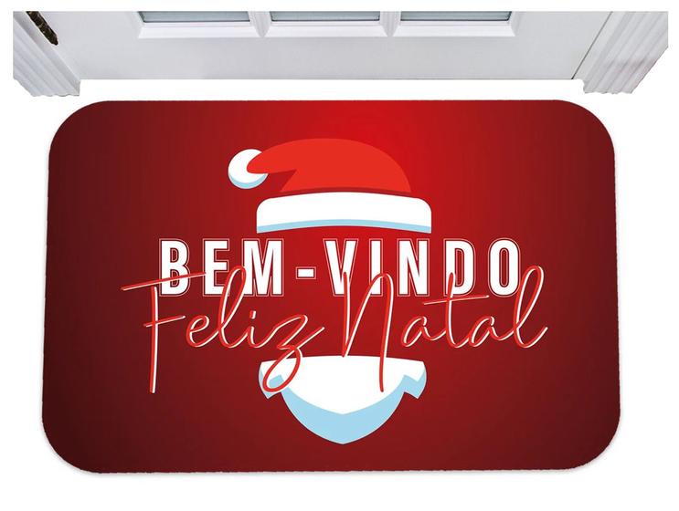 Imagem de Capacho bem vindo feliz natal papai noel tapete 40x60