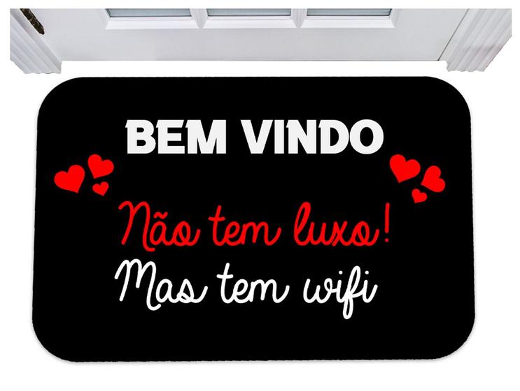 Imagem de Capacho bem vindo não tem luxo mas tem wifi tapete 40x60