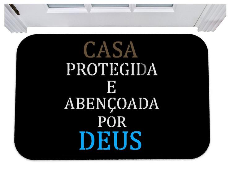 Imagem de Capacho casa protegida e abençoada por deus tapete 40x60