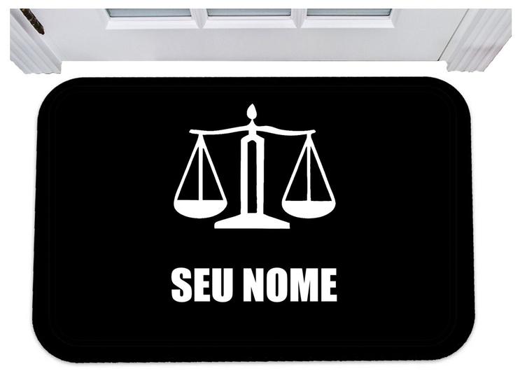 Imagem de Capacho direito com nome personalizado advogado tapete 40x60