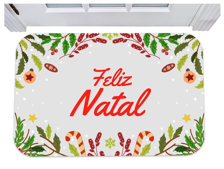 Imagem de Capacho feliz natal neve festas tapete para porta 40x60
