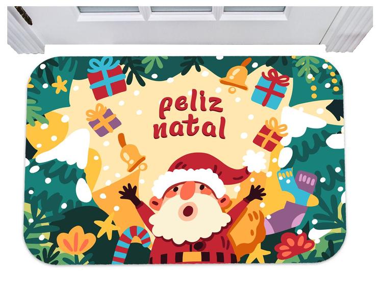 Imagem de Capacho feliz natal papai noel arvore presentes tapete 40x60