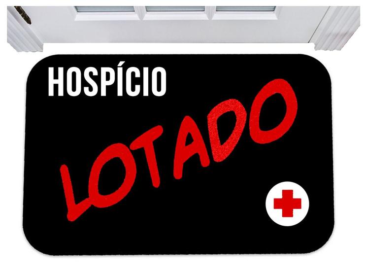 Imagem de Capacho hospício lotado tapete divertido familia 40x60