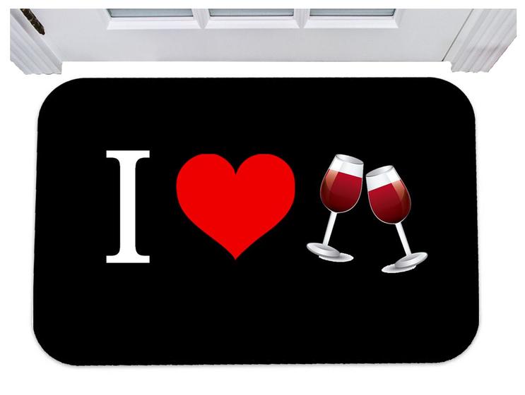Imagem de Capacho i love vinho eu amo vinho tapete de porta 40x60