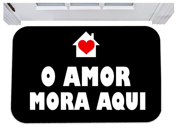 Imagem de Capacho o amor mora aqui tapete para porta 40x60