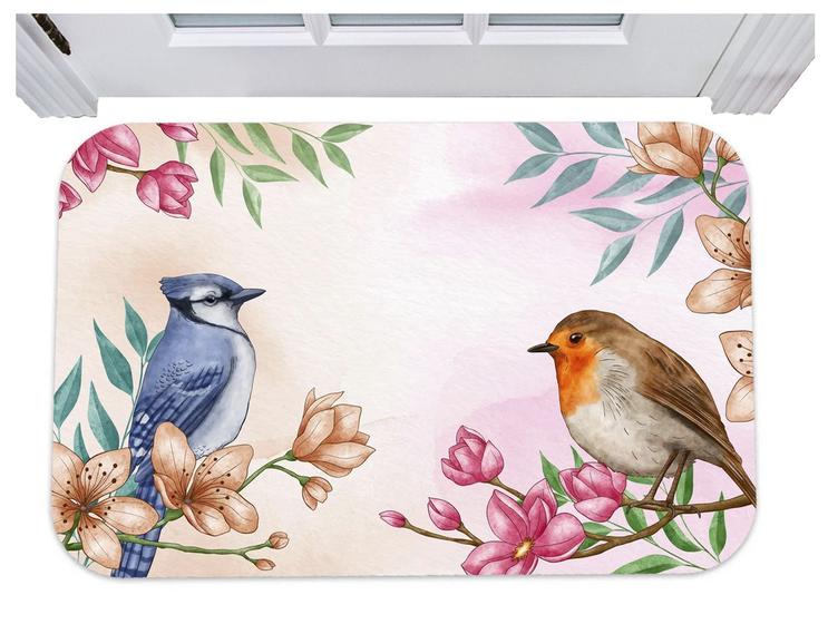 Imagem de Capacho pássaros natureza flores animais tapete 40x60
