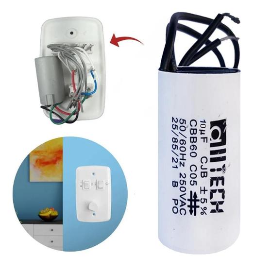 Imagem de Capacitor 10Uf X 250V 2 Fios Metalizado Para Ventilador 1 Un