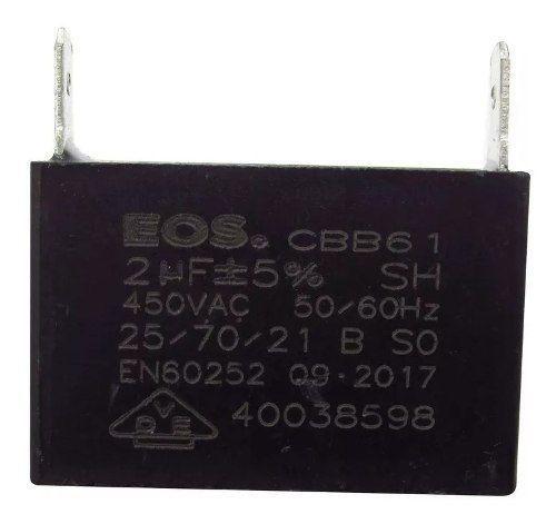 Imagem de Capacitor 2 uf Mfd 450vac +- 5% Cbb61 Para Ventilação Ar Condicionado Marca EOS D10222