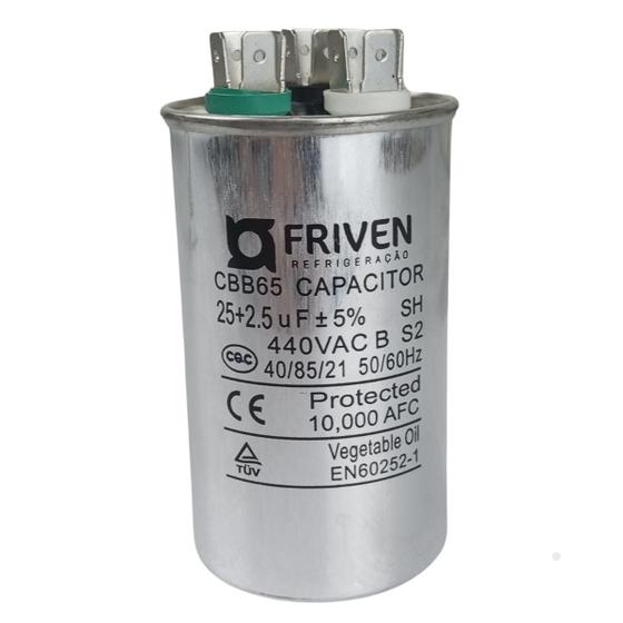 Imagem de Capacitor 25+2.5Uf 440V Duplo Friven