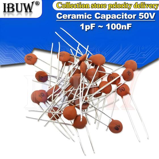 Imagem de Capacitor Cerâmico 50v 100pcs 1pf A 100nf 0,1uf 104 47pf 10pf 22pf 33pf 47pf 100pf 101 220pf 10nf