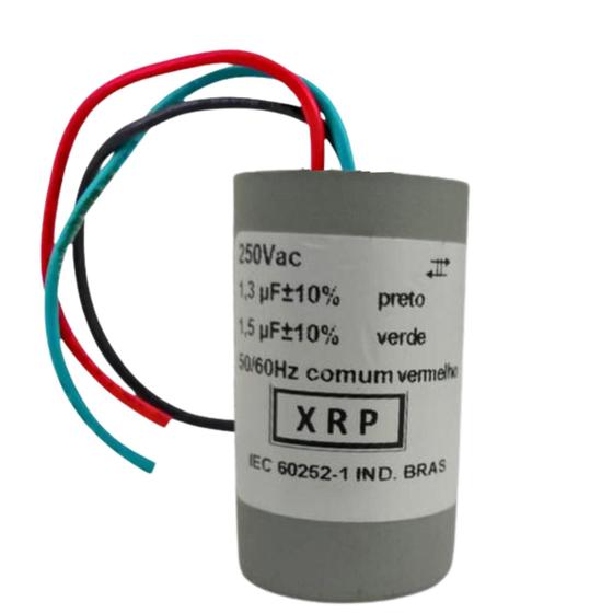 Imagem de Capacitor De Partida 1,3uF+1,5uF 250V 27x47mm (3fios)