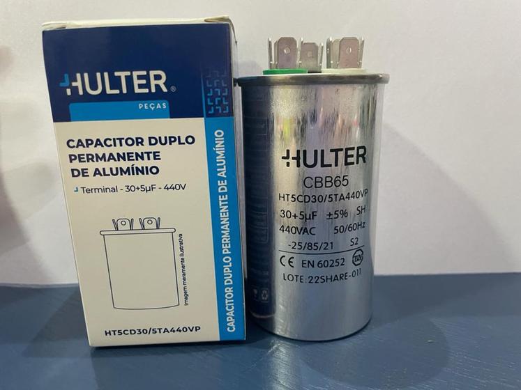 Capacitor duplo 30+5 mfd 440v c/terminal 50x80 - hulter