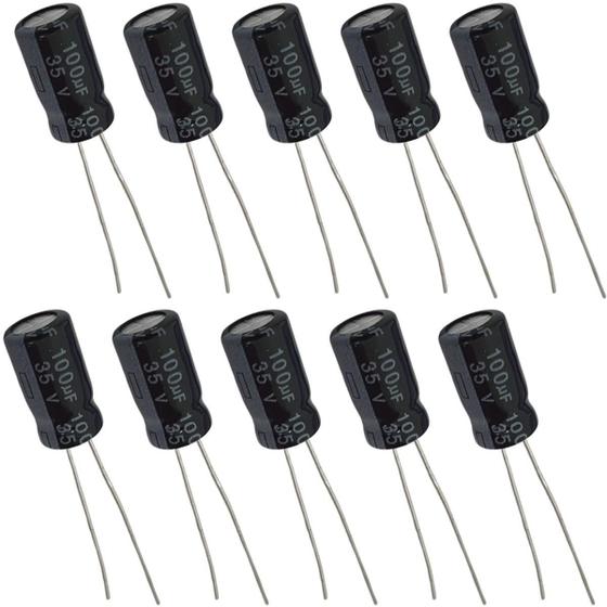 Imagem de Capacitor Eletrolítico 100uF 35V  - Kit 10 Peças