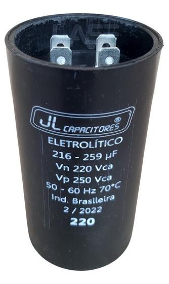 Imagem de Capacitor Eletrolítico Partida Motores 216-259uF 220v Motor 5 cv 7.5cv- Marca JL