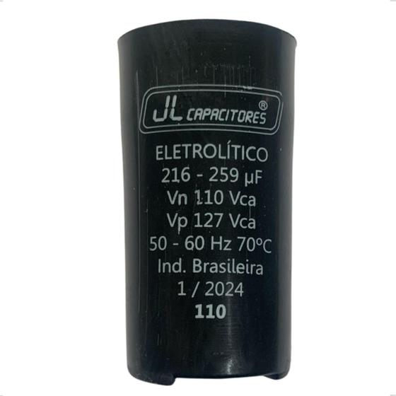 Imagem de Capacitor Eletrolítico Partida Motores 216-259uf 50-60 Hz 70C 127Vca 110v JL Capacitores