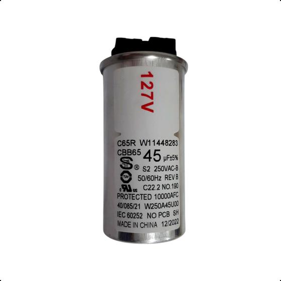 Imagem de Capacitor Lavadora Brastemp Consul 127 Volts 45uf BWD15ABANA