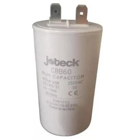 Capacitor lavadora GE 10uf 250vac 2 Terminais45MP Joteck Peças para