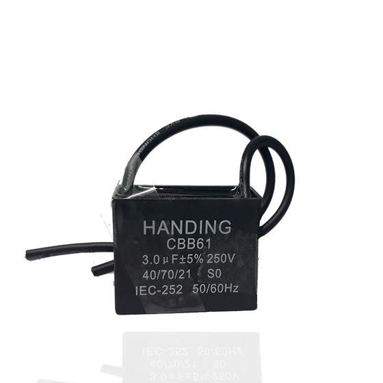 Imagem de Capacitor Para Ventilador Com 2 Fios 3Uf 250v Quadrado