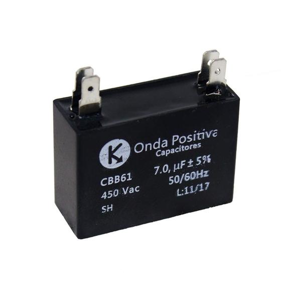 Imagem de Capacitor Permanente Retangular 7uF 450VCA Onda Positiva