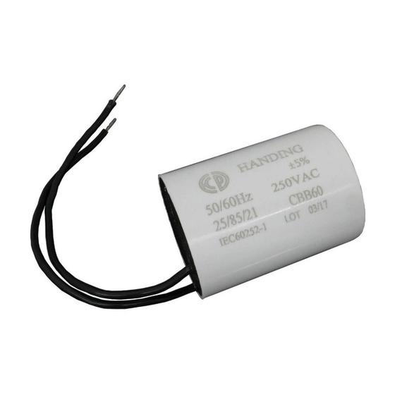 Imagem de Capacitor Portão Eletrônico 25Uf Para Motor 110V Com 2 Fios