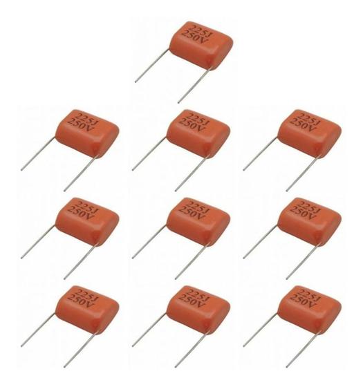 Capacitor Tweter Poliéster 2m2 X 250v Ou 2,2uf X 250v - Kit 10 Unds Menor preço em Capacitor Tweter Poliéster 2m2 X 250v Ou 2,2uf X 250v - Kit 10 Unds