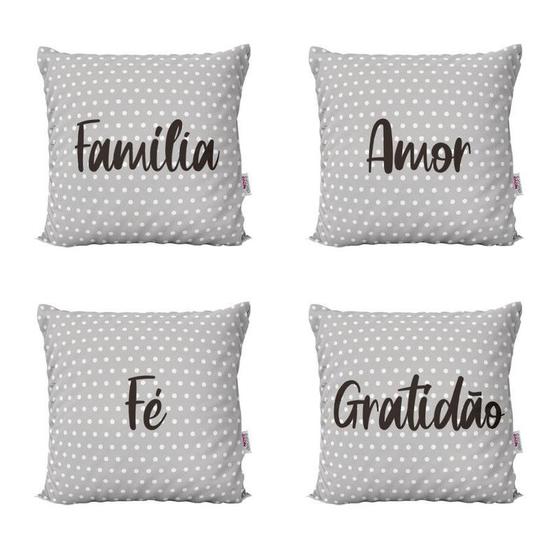 Imagem de Capas Almofadas Decorativas Preto e Branco Família, Amor, Fé e Gratidão Para Sofá 40x40 - Novadecora