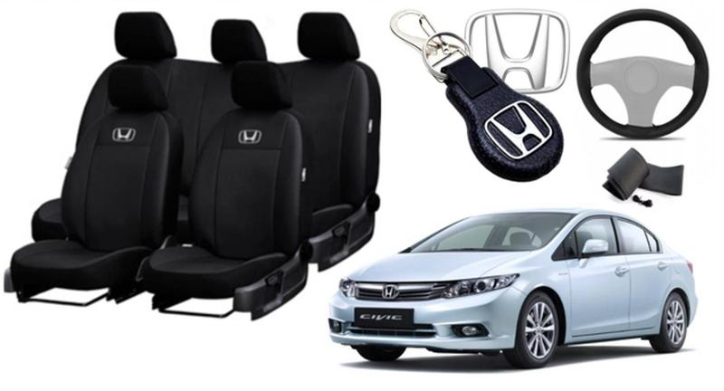 Imagem de Capas Alto Nível Couro Bancos Honda Civic 2011-2017 + Volante + Chaveiro