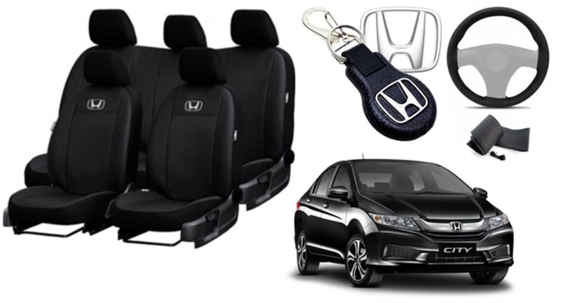 Imagem de Capas Alto Nível Couro Honda City 2016-2019 + Volante + Chaveiro