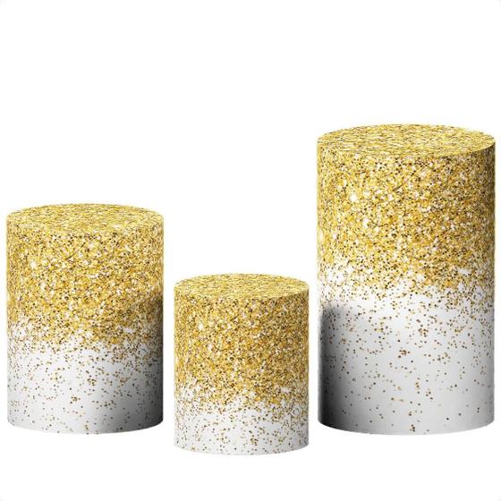 Imagem de Capas Cilindro Glitter Sublimado - Trio Veste Fácil Elástico