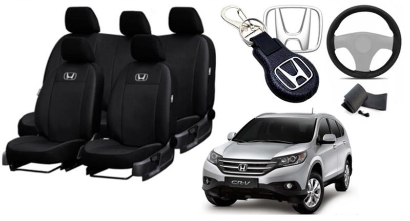 Imagem de Capas Couro Estilizadas Honda CR-V 2012-2018 + Volante + Chaveiro