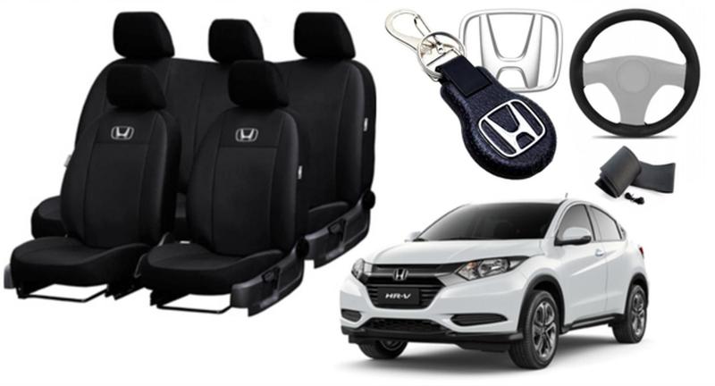 Imagem de Capas Couro Estilizadas Honda HR-V 2015-2024 + Volante + Chaveiro