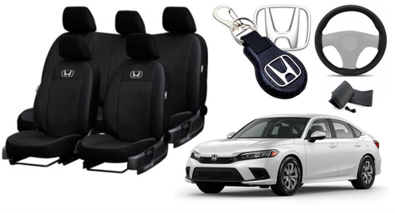 Imagem de Capas Couro Top de Linha Honda Civic 2020-2024 + Volante + Chaveiro