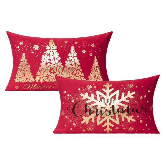 Imagem de Capas de almofada All Smiles Red Gold Christmas 45x45cm