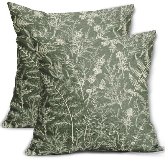 Imagem de Capas de Almofada Sorfbliss Sage Green 50x50cm - Conjunto de 2 em Algodão e Linho
