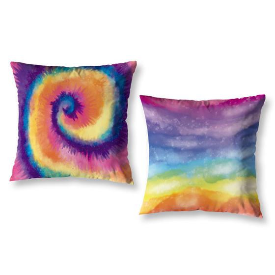 Imagem de Capas de Almofadas 2 Peças Colorida Tie Dye Zíper Invisível