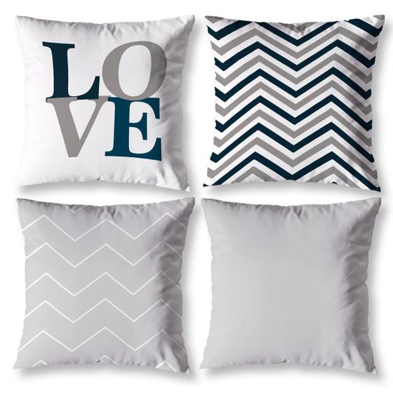 Imagem de Capas de Almofadas Decorativa Kit 4 Peças Estampadas Chevron