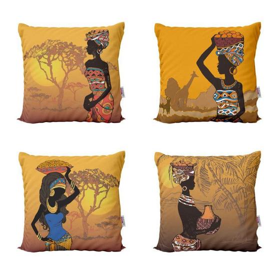 Imagem de Capas de Almofadas Decorativas Africanas Amarelas Para Sofá 40x40 - Novadecora