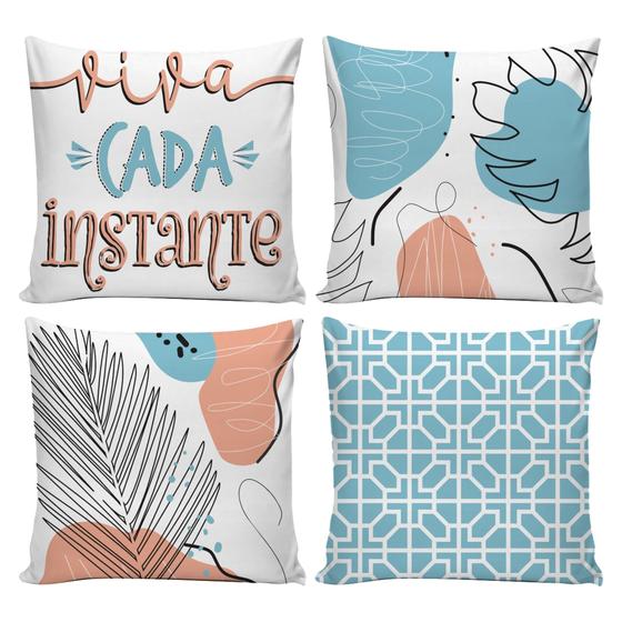 Imagem de Capas de Almofadas Kit 4 peças (45x45cm) c/ Zíper para Sala Sofá Decoração Exclusiva - Iv Enxovais