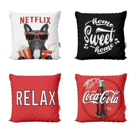 Imagem de Capas de Almofadas Netflix, Pipoca, Coca-Cola, Decorativas Relax Para Sofá 40x40 - Novadecora