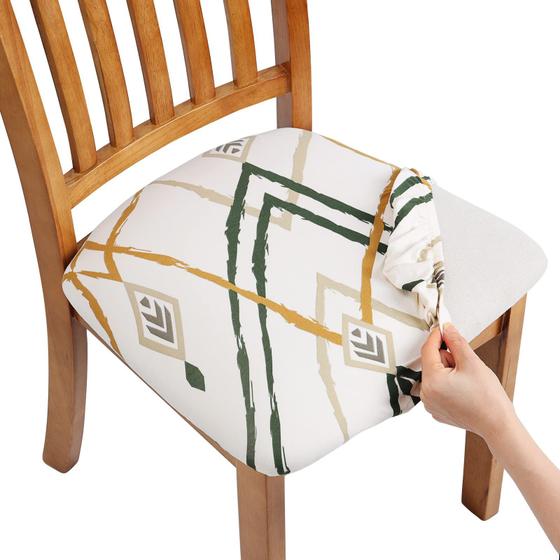 Imagem de Capas de assento de cadeira Fuloon Stretch, conjunto de 6, removíveis e laváveis