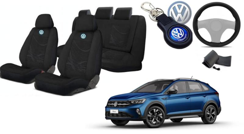 Imagem de "Capas de Tecido para Bancos Nivus + Volante e Chaveiro VW: Proteção Exclusiva"