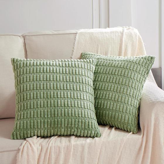 Imagem de Capas de travesseiro Fancy Homi Sage Green Corduroy 45 x 45 cm (pacote com 2)