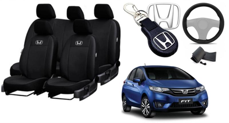 Imagem de Capas Design Elegante Honda Fit 2008-2023 + Volante + Chaveiro