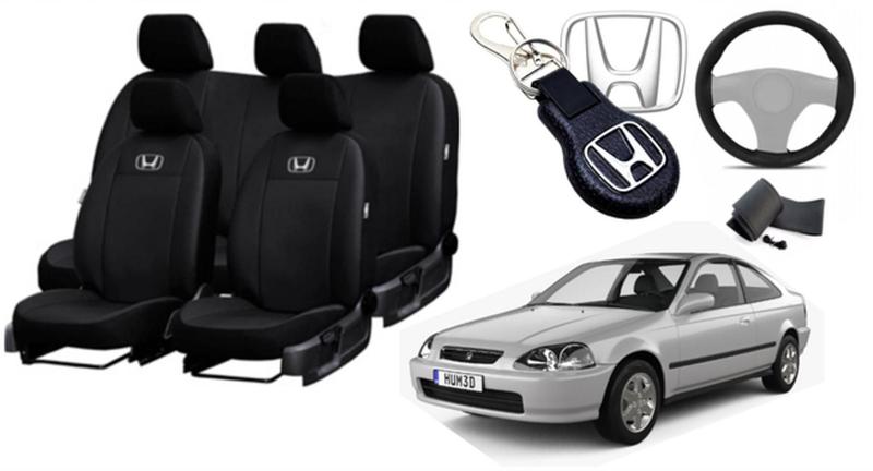 Imagem de Capas Design Exclusivo Honda Civic 1995-1999 + Volante + Chaveiro