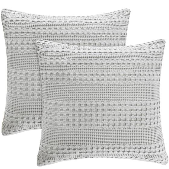 Imagem de Capas Euro Sham PHF 100% algodão, tecido de waffle, 66 x 66 cm, pacote com 2