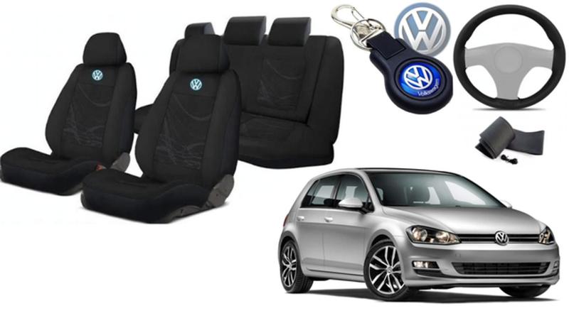 Imagem de Capas Exclusivas para Bancos do Golf 2013-2022 + Volante e Chaveiro VW