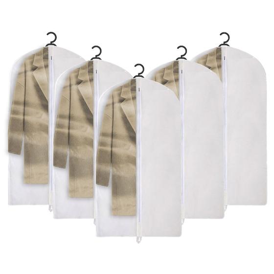 Imagem de Capas Kit Para Guarda Roupa Sacos Palitó Terno Ziper Resistente A Água Protetor TNT Proteção Branco